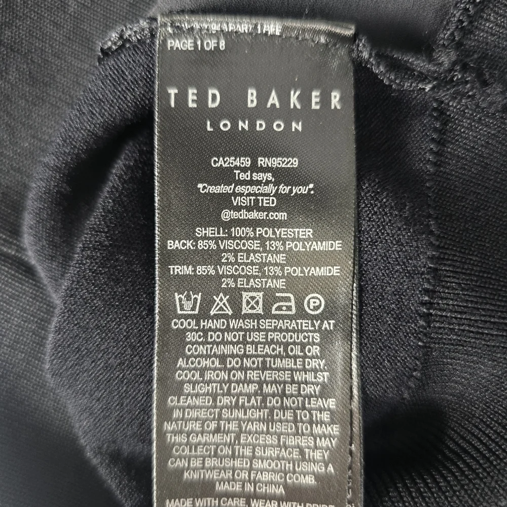 Ted‎ Baker Black Knit Trim Bomber Jacket Size 4 - Picture 6 of 8